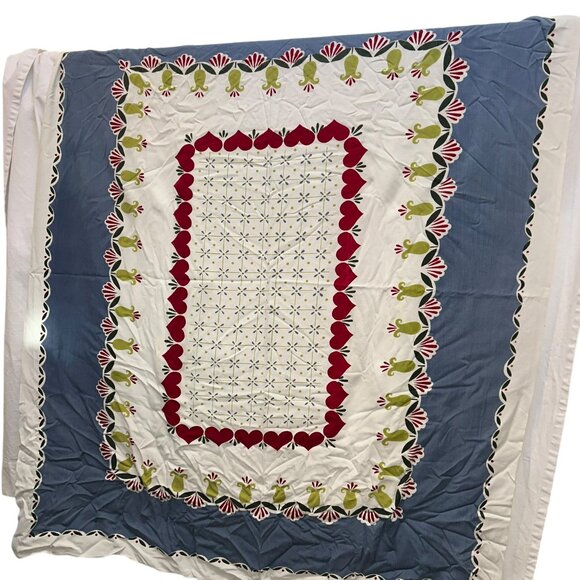 Pennsylvania Dutch Folk Art GUild vintage painted card table sized table cloth - Picture 1 of 4